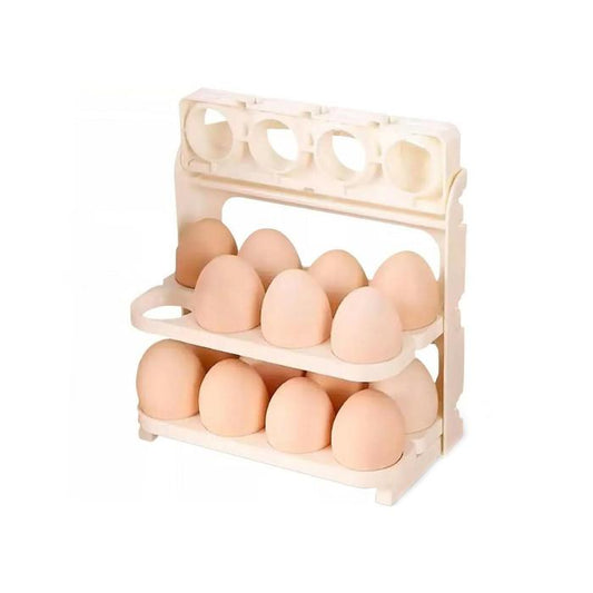 EggFold — Foldable 24-Grid Egg Storage Tray, 2-Layer Fridge Organizer