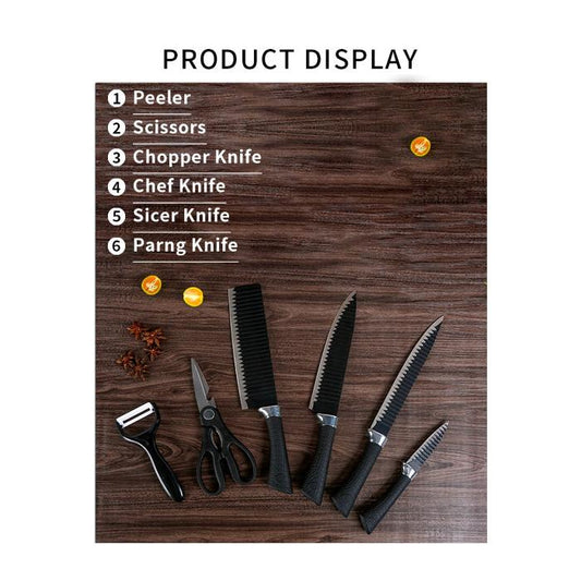 ChefEdge — 6-Piece Stainless Steel Knife Set with Peeler & Scissor