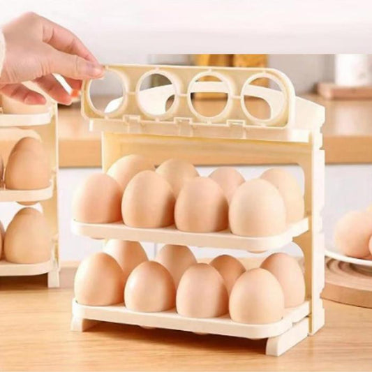 EggFold — Foldable 24-Grid Egg Storage Tray, 2-Layer Fridge Organizer
