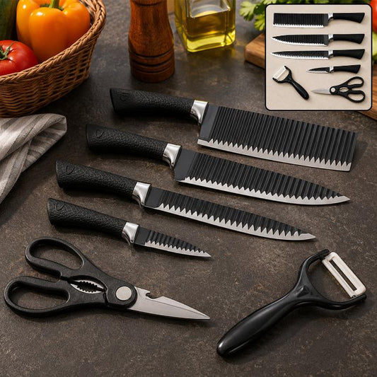 ChefEdge — 6-Piece Stainless Steel Knife Set with Peeler & Scissor