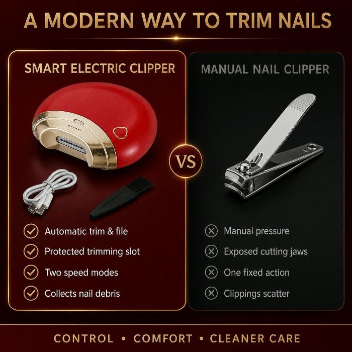 TrimEase — Automatic Electric Nail Clipper & File, USB Rechargeable