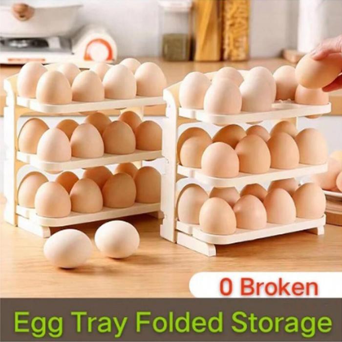 EggFold — Foldable 24-Grid Egg Storage Tray, 2-Layer Fridge Organizer