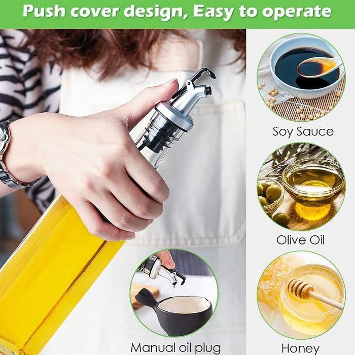 PourSet — 5-Piece Glass Oil Dispenser & Spice Jar Set
