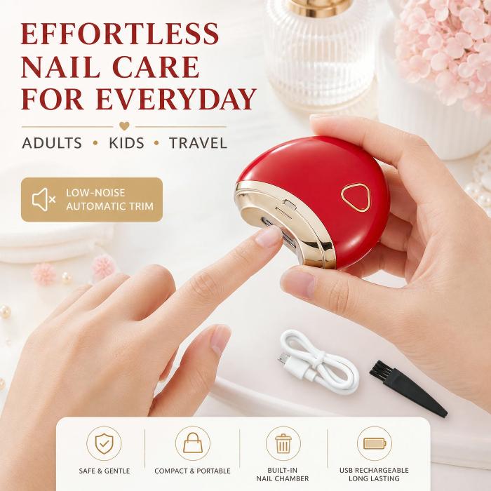 TrimEase — Automatic Electric Nail Clipper & File, USB Rechargeable