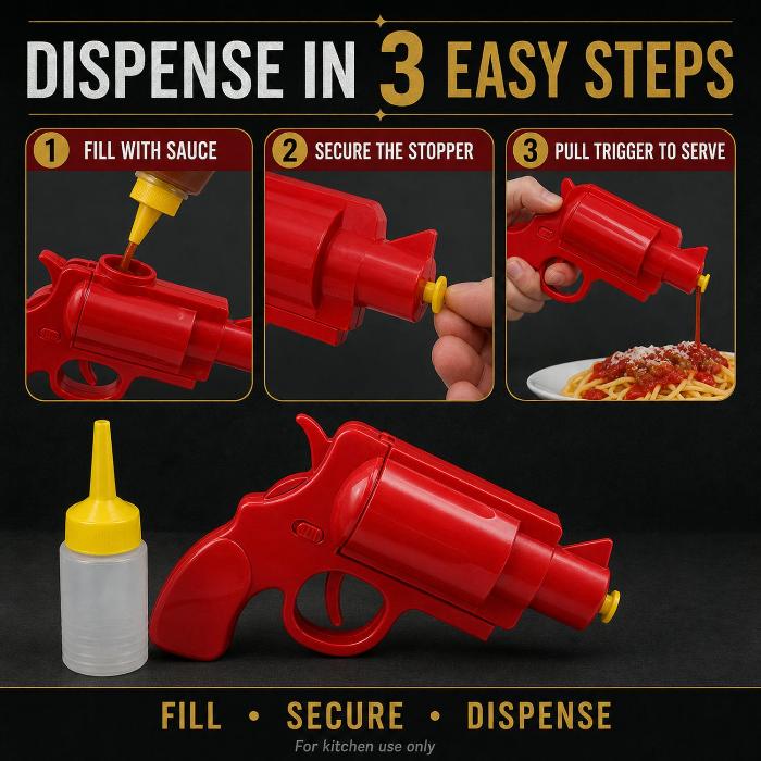 SauceShot — Trigger Ketchup & Sauce Dispenser Gun, Refillable